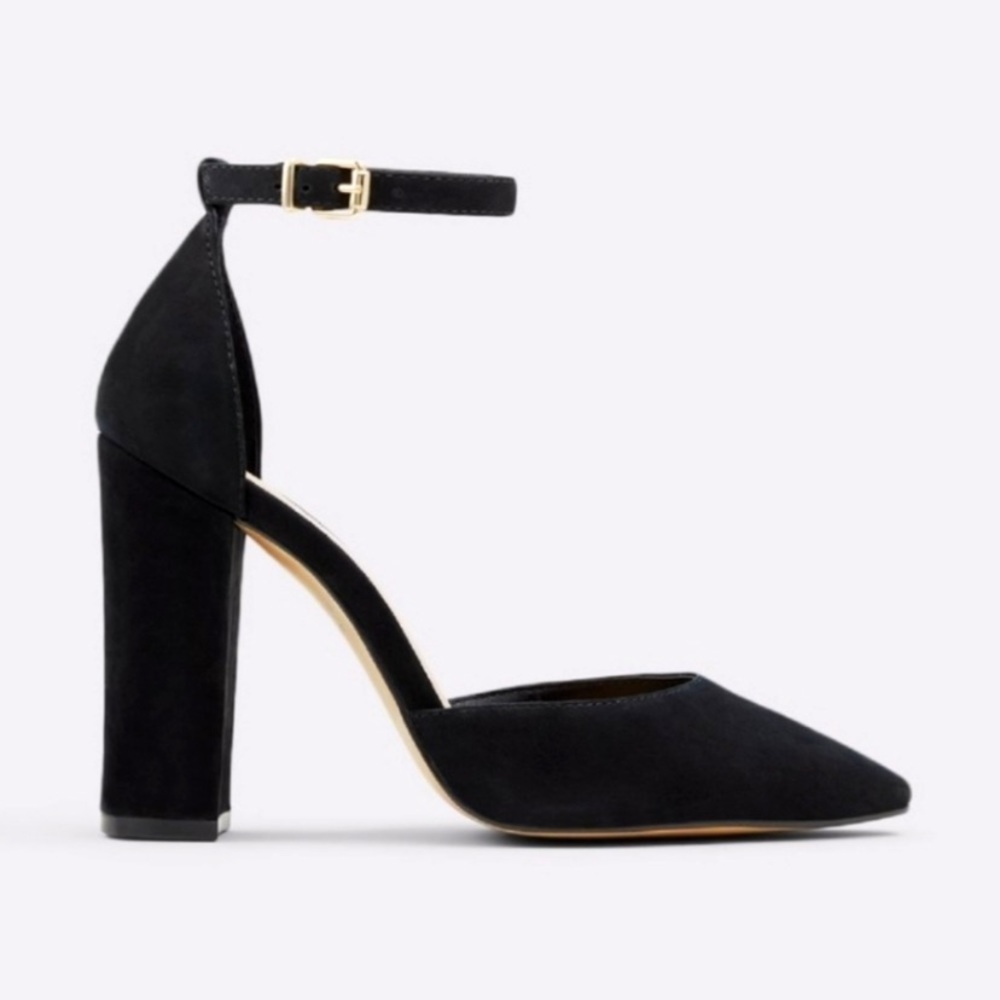 Black suede also heels size 8
